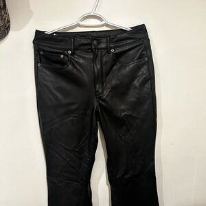 American eagle super high rise flared faux leather pants